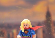 Lego Minifigure Supergirl Flying in the Sky Lego Minifigure Supergirl fly