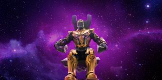 Hot Toys Thanos Guardian of the Galaxy sit in throne