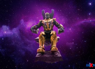 Hot Toys Thanos Guardian of the Galaxy sit in throne